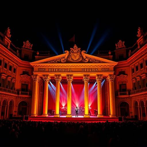 Fotografía del evento transmitido en vivo desde el Teatro Real, mostrando el escenario iluminado.