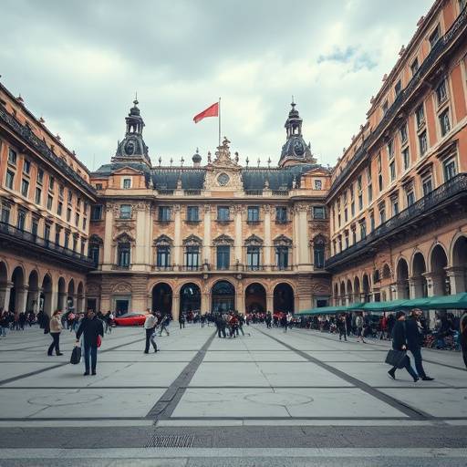 Fotograma del documental sobre la historia de Madrid, mostrando la Plaza Mayor.